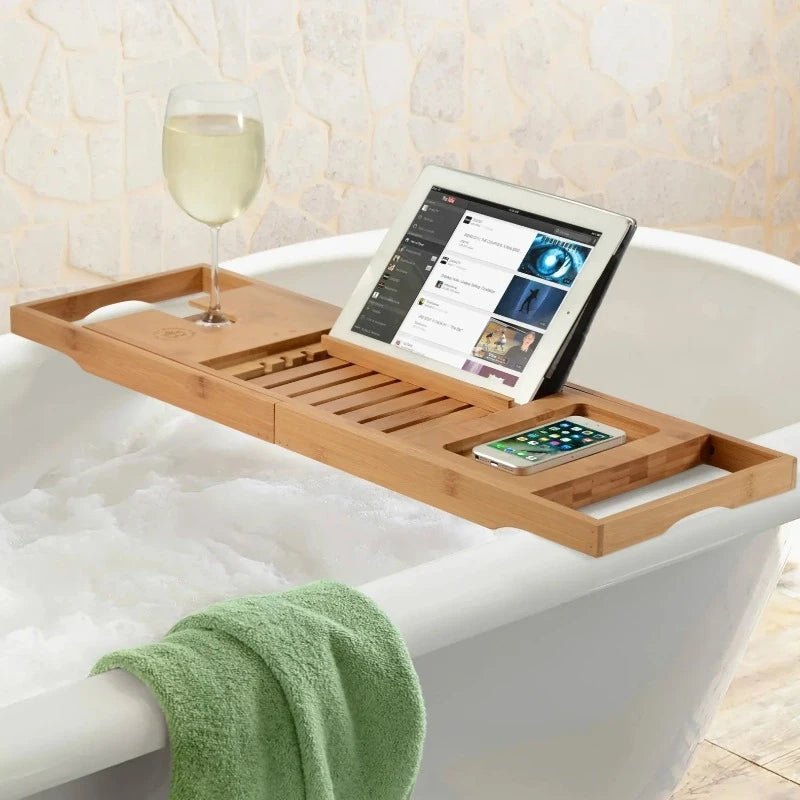 OzBath™ Bamboo Bath Caddy with Adjustable Frame for Spa Experience 5