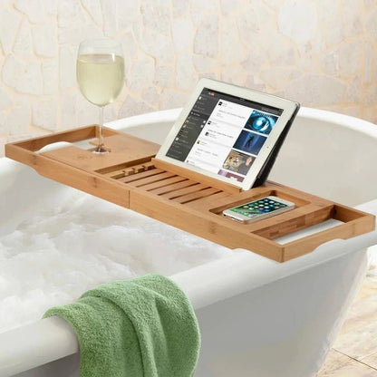OzBath™ Bamboo Bath Caddy with Adjustable Frame for Spa Experience 5