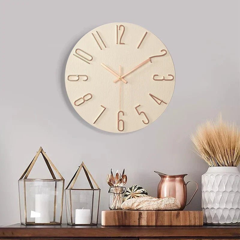 NORDHOUR – Scandinavian Frameless Wall Clock Made of Wood with Silent Quartz 0
