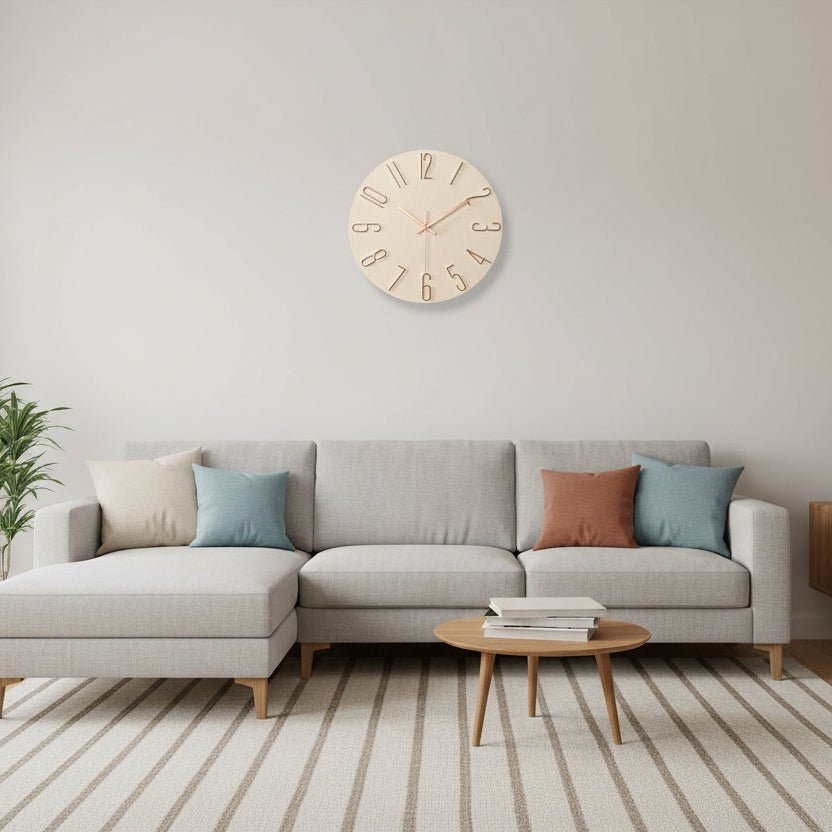 NORDHOUR – Scandinavian Frameless Wall Clock Made of Wood with Silent Quartz 2