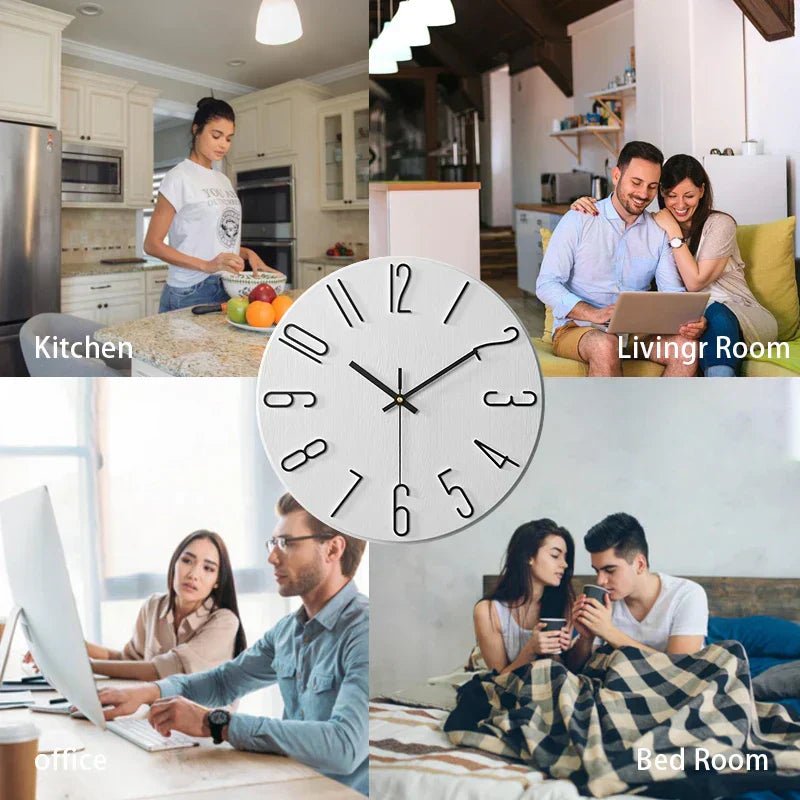 NORDHOUR – Scandinavian Frameless Wall Clock Made of Wood with Silent Quartz 3