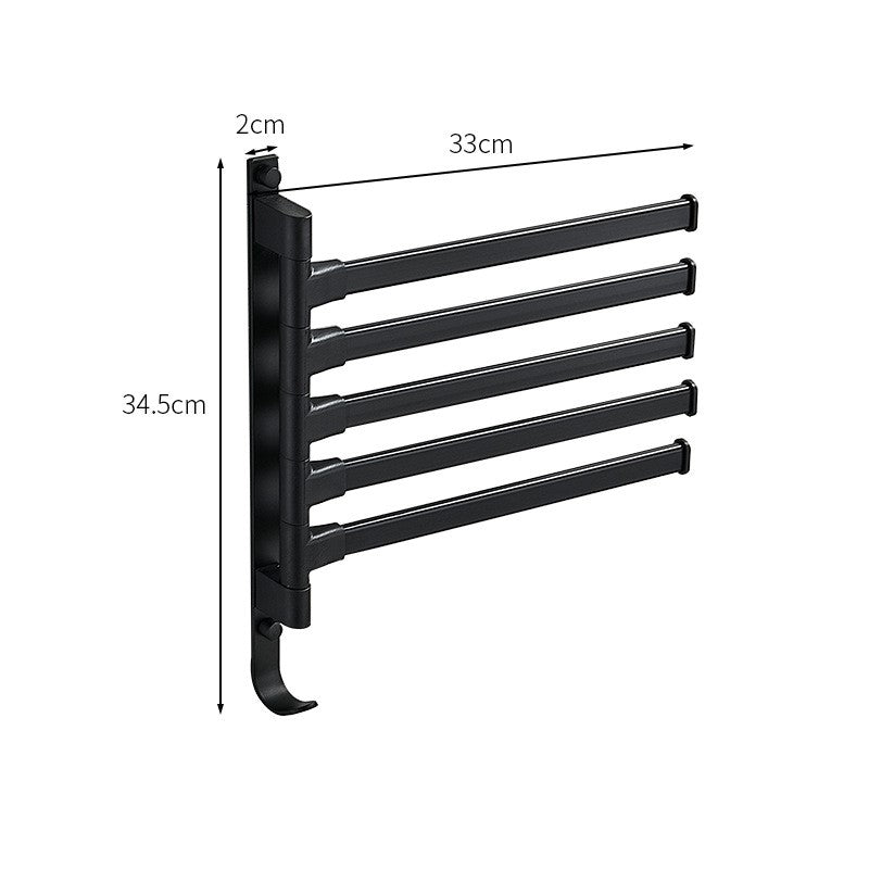 TOWELFLEX – Modern Matte Black Towel Rack with 5 Rotatable Arms for Space-Saving Storage 7
