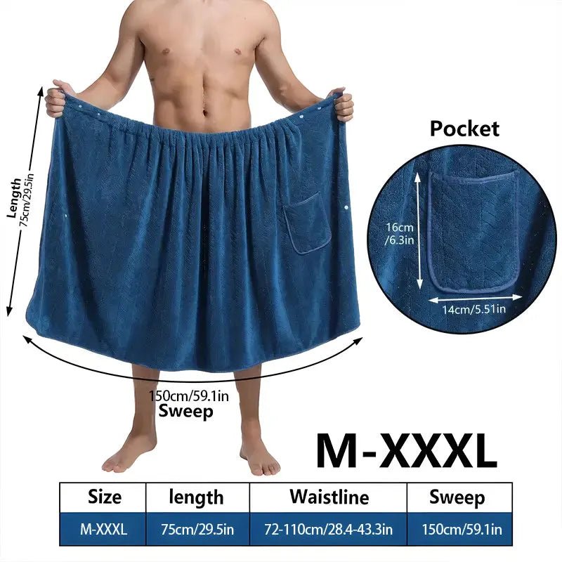 URBANSPA – Plus Size Men's Bath Skirt Towel Soft, Absorbent & Comfortable for Home, Travel, Spa & Beach 4