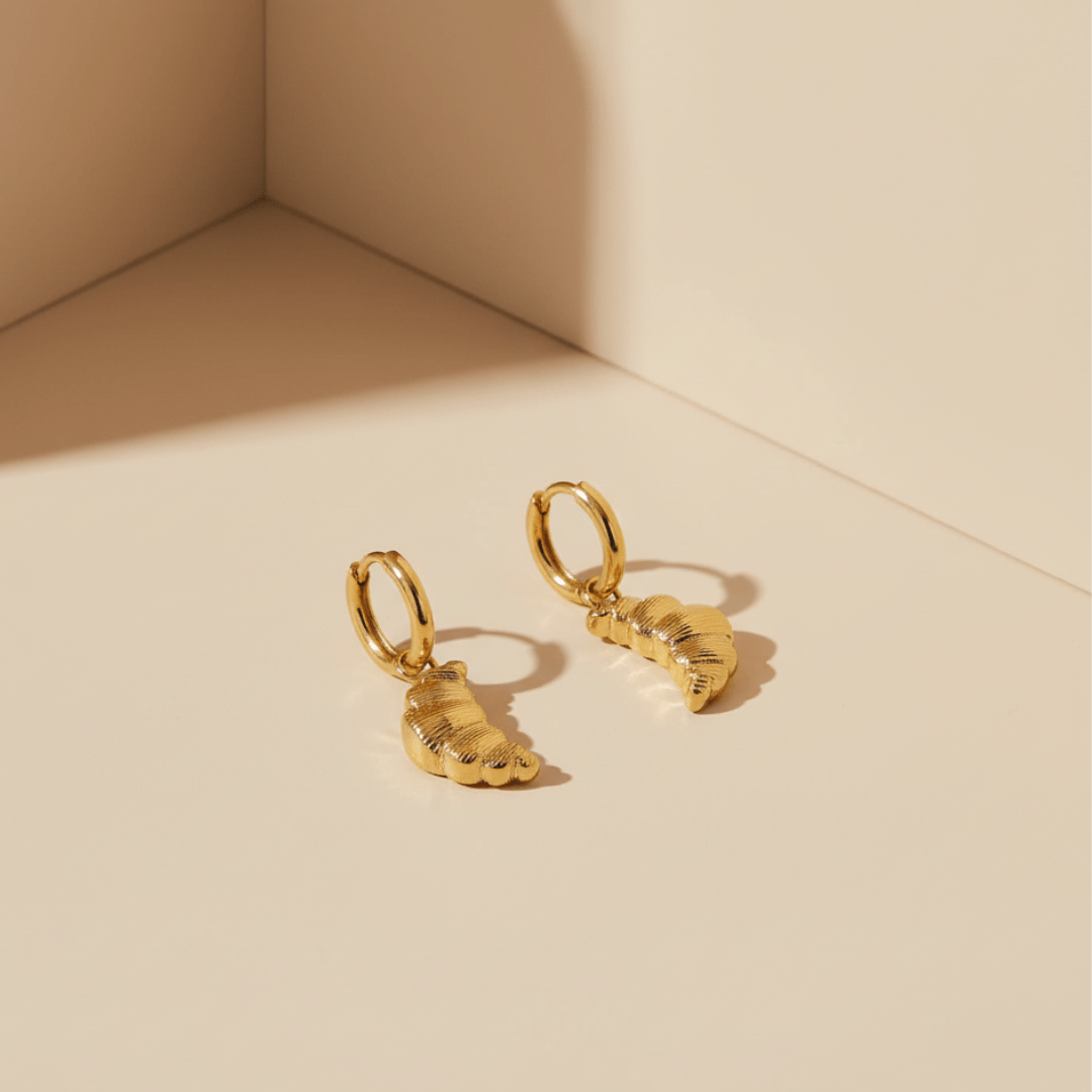 Beachside Mini Croissant Gold Earrings