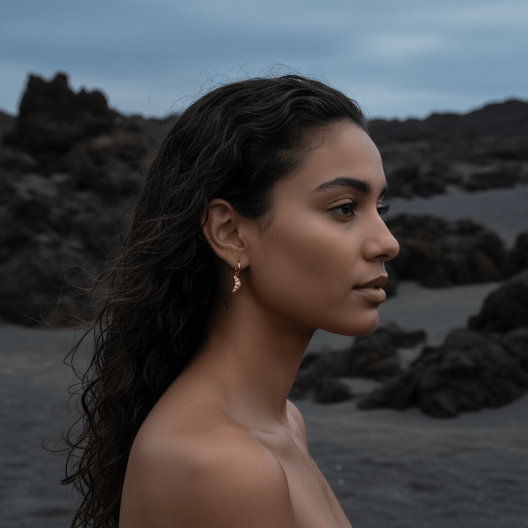 Beachside Mini Croissant Gold Earrings