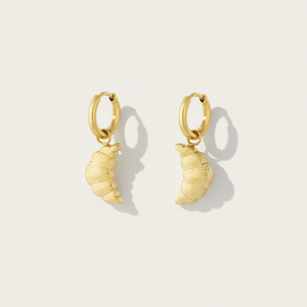 Beachside Mini Croissant Gold Earrings