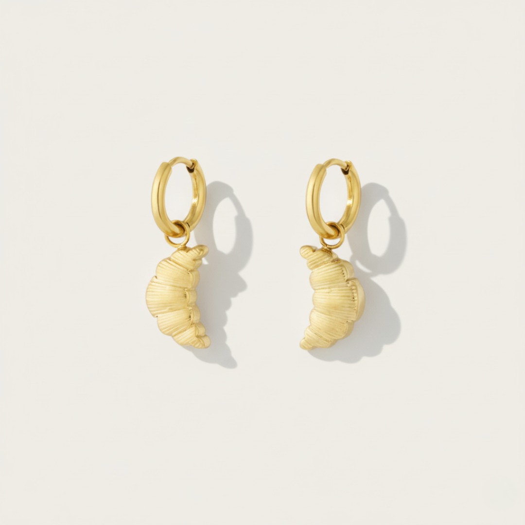 Beachside Mini Croissant Gold Earrings