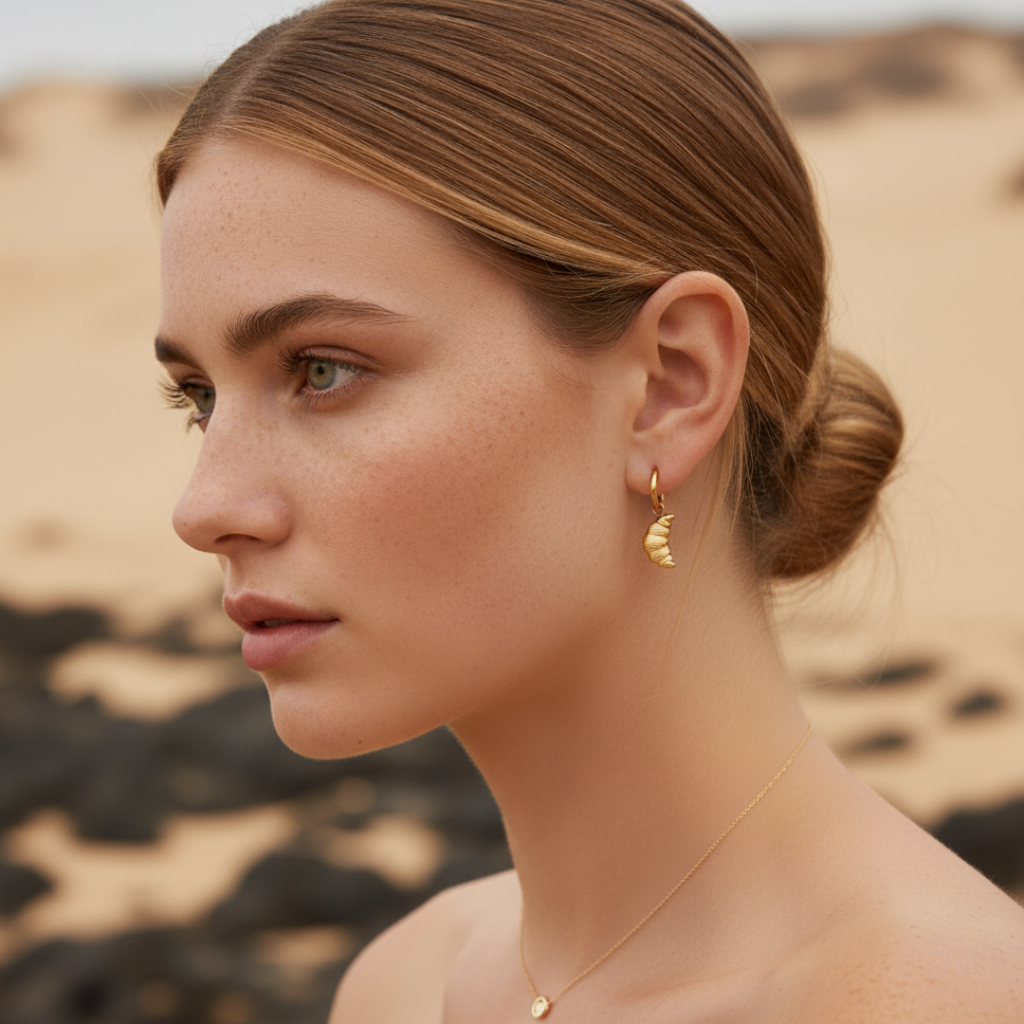 Beachside Mini Croissant Gold Earrings