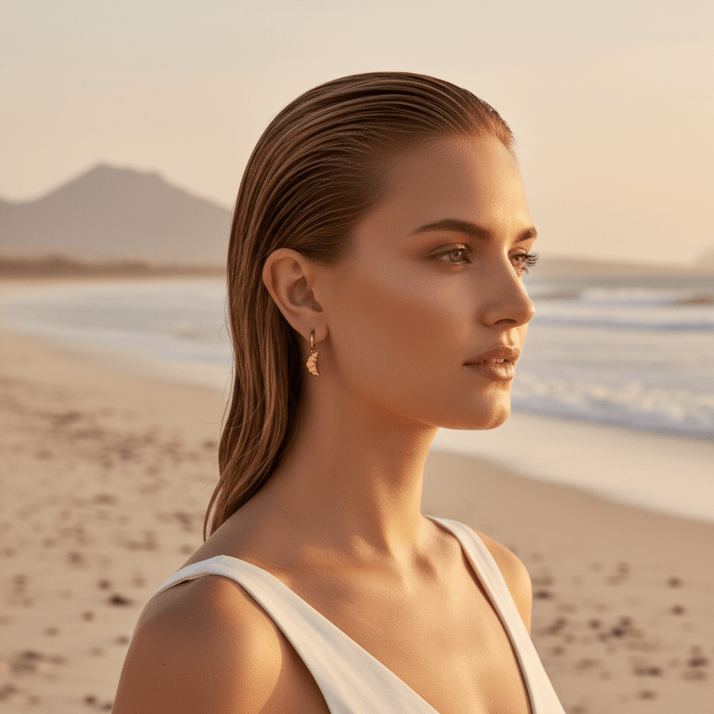 Beachside Mini Croissant Gold Earrings