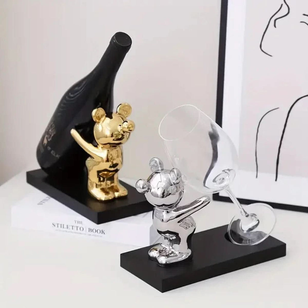 Bearwine Rack-playful ceramic wine shelf in bear design for stylish bottle storage 7