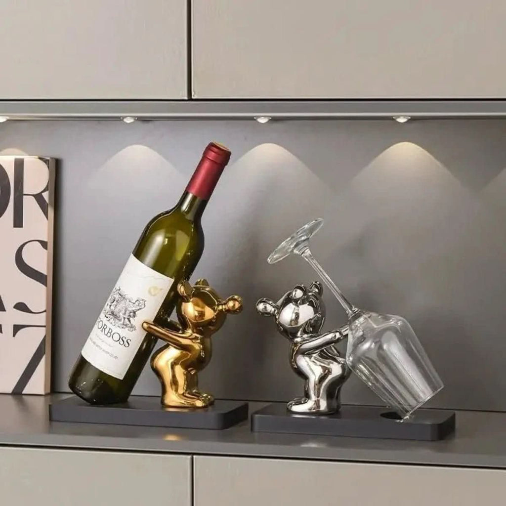 Bearwine Rack-playful ceramic wine shelf in bear design for stylish bottle storage 3