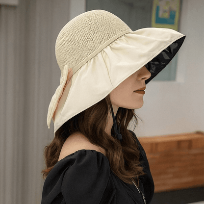 Chapéu de Palha de Verão - Aba Larga com Proteção Anti-UV para Atividades ao Ar Livre