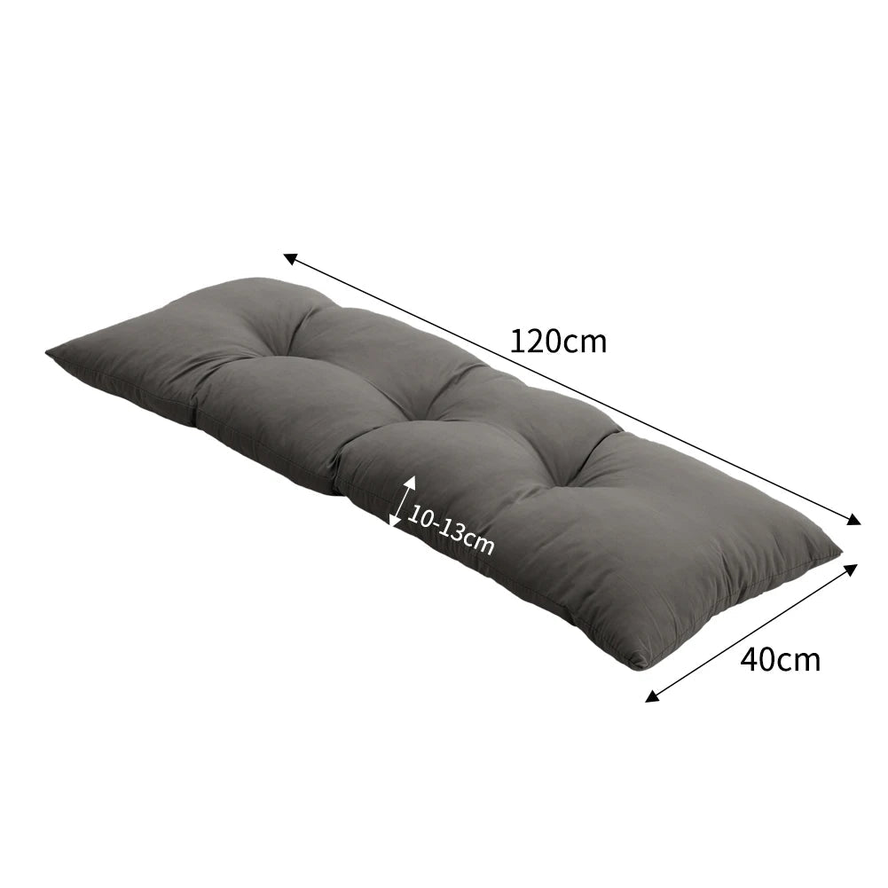 Plush Grey Rectangular Tufted Bench Cushion - Weather-Resistant Outdoor Comfort 7
