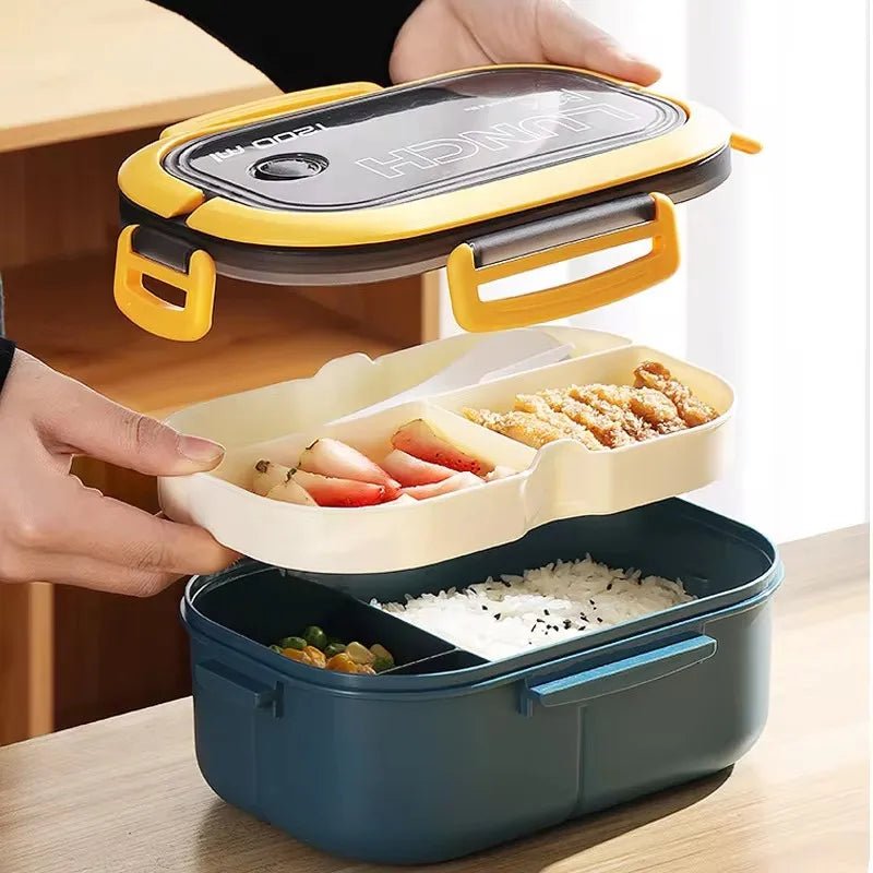 STACKBITE Double-Tier Bento Lunch Box with Cutlery for Organized Meals 3