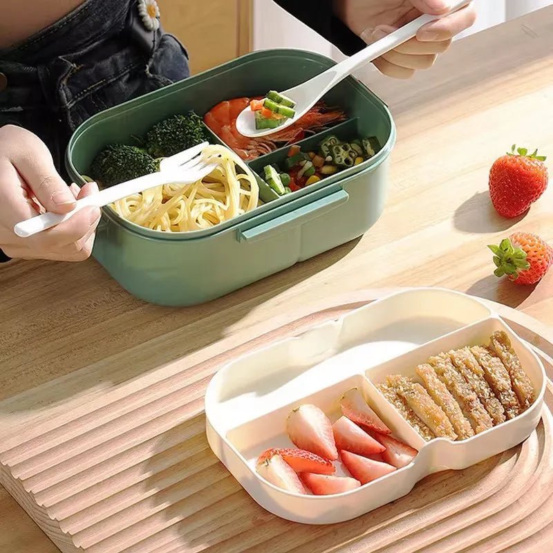 STACKBITE Double-Tier Bento Lunch Box with Cutlery for Organized Meals 2