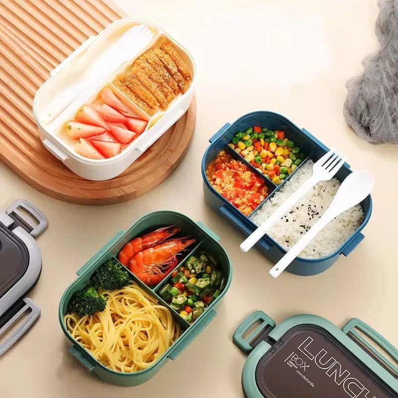 STACKBITE Double-Tier Bento Lunch Box with Cutlery for Organized Meals 4