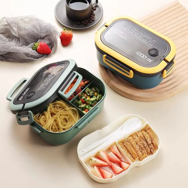 STACKBITE Double-Tier Bento Lunch Box with Cutlery for Organized Meals 5
