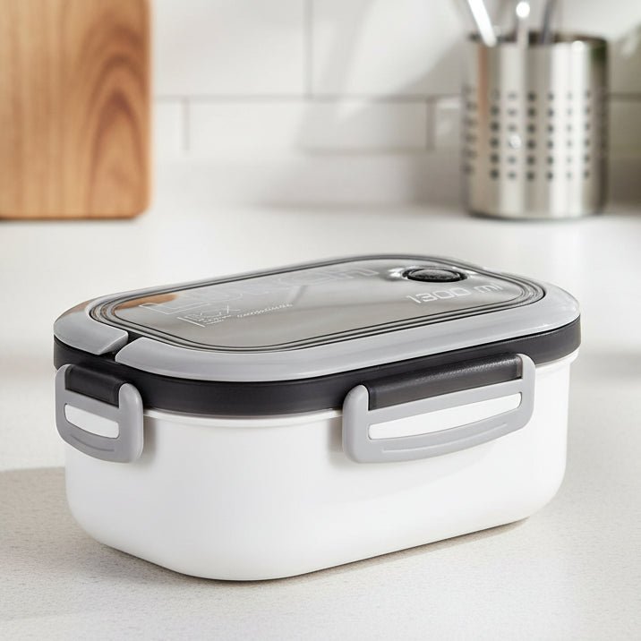 STACKBITE Double-Tier Bento Lunch Box with Cutlery for Organized Meals 0