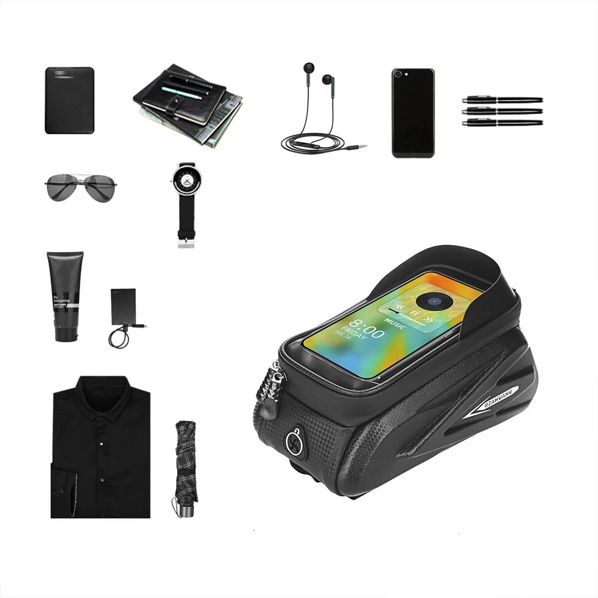 BikeGear PRO - Borsa da bici impermeabile con touchscreen e jack per cuffie