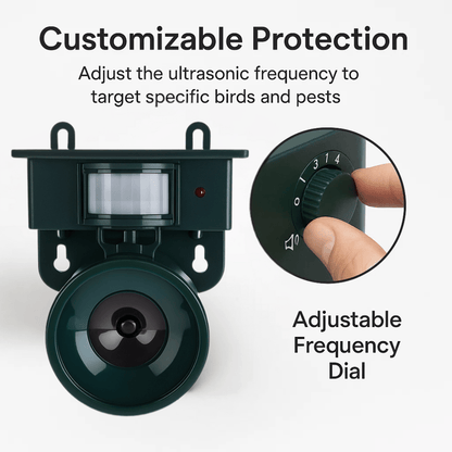 Birdguard Sensor – Repelente de Pájaros Activado por Movimiento para Espacios Exteriores Tranquilos