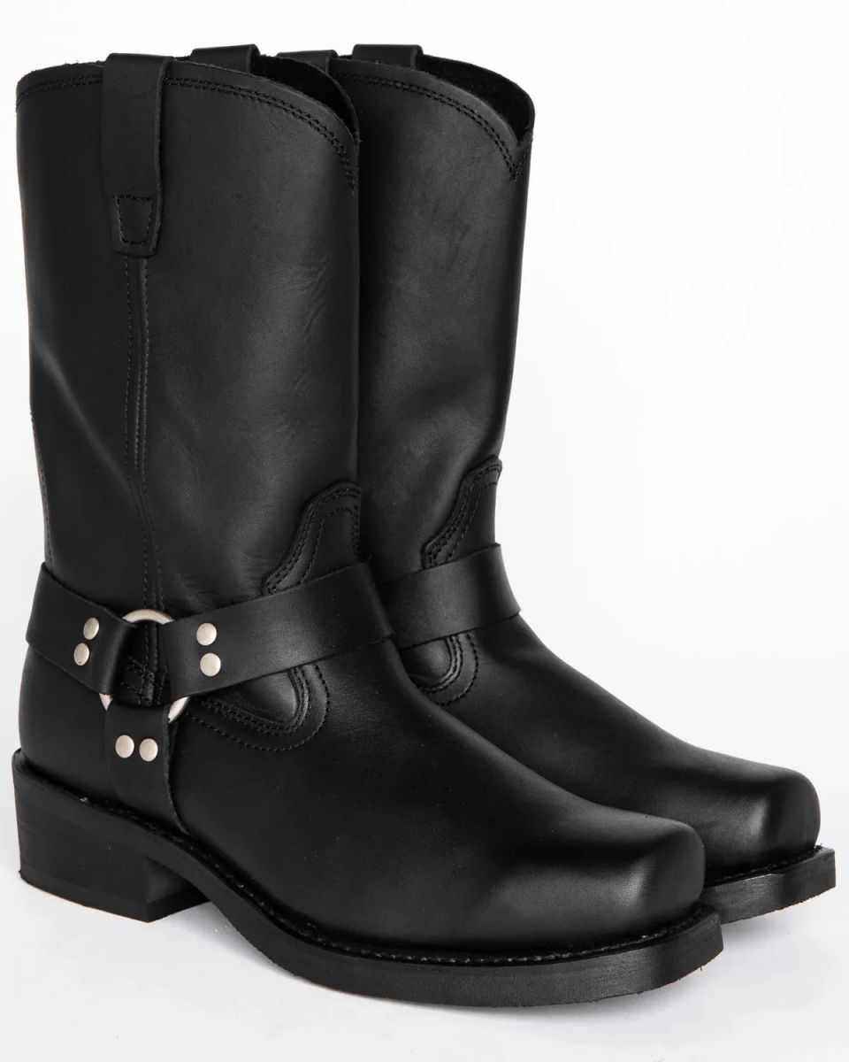 Men's 11-Inch Black Harness Boots - Waterproof Leather, Non-Slip Sole, Durable 3