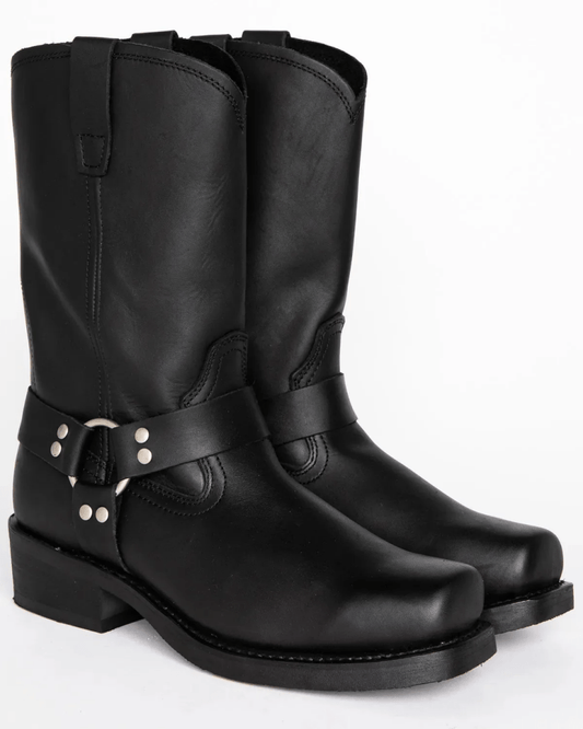 Men's 11-Inch Black Harness Boots - Waterproof Leather, Non-Slip Sole, Durable 3