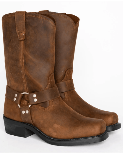 Men's 11-Inch Black Harness Boots - Waterproof Leather, Non-Slip Sole, Durable 4