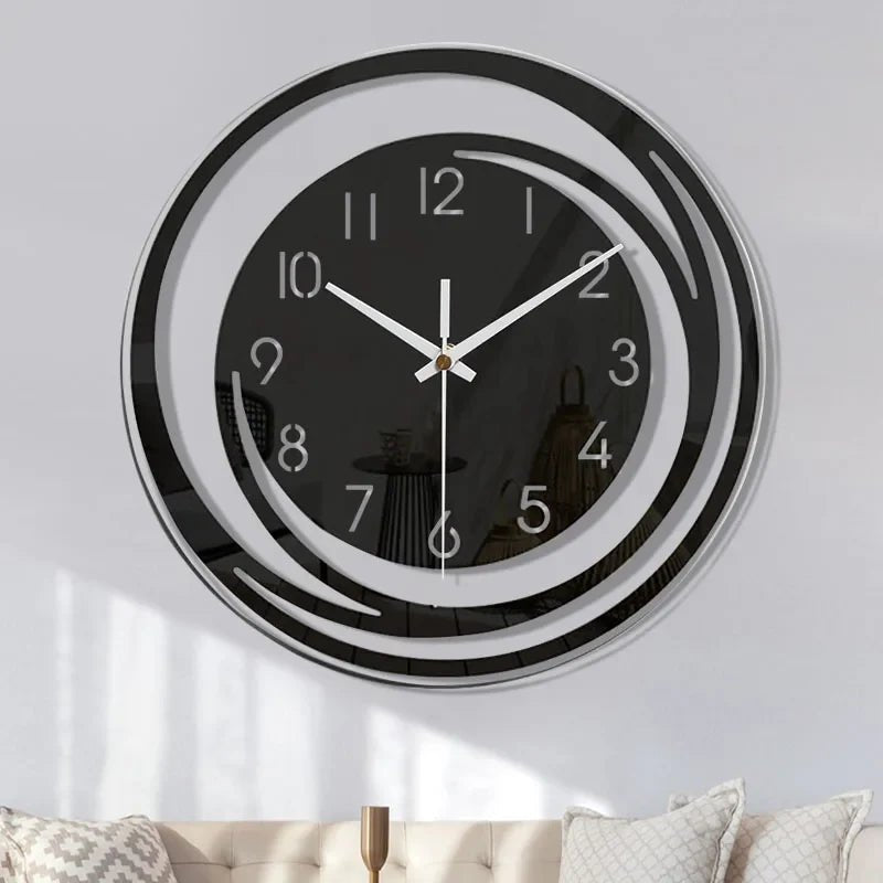 NOIRTIME – Modern Black Acrylic Wall Clock with Silent Operation 0