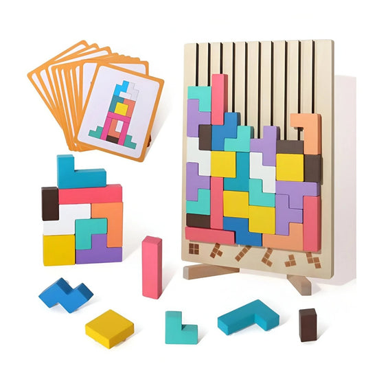 BLOCKWISE – Montessori houten Tetris stapelspel voor leren en spelen