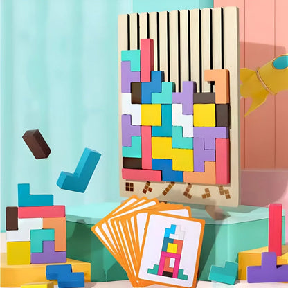 BLOCKWISE – Montessori houten Tetris stapelspel voor leren en spelen