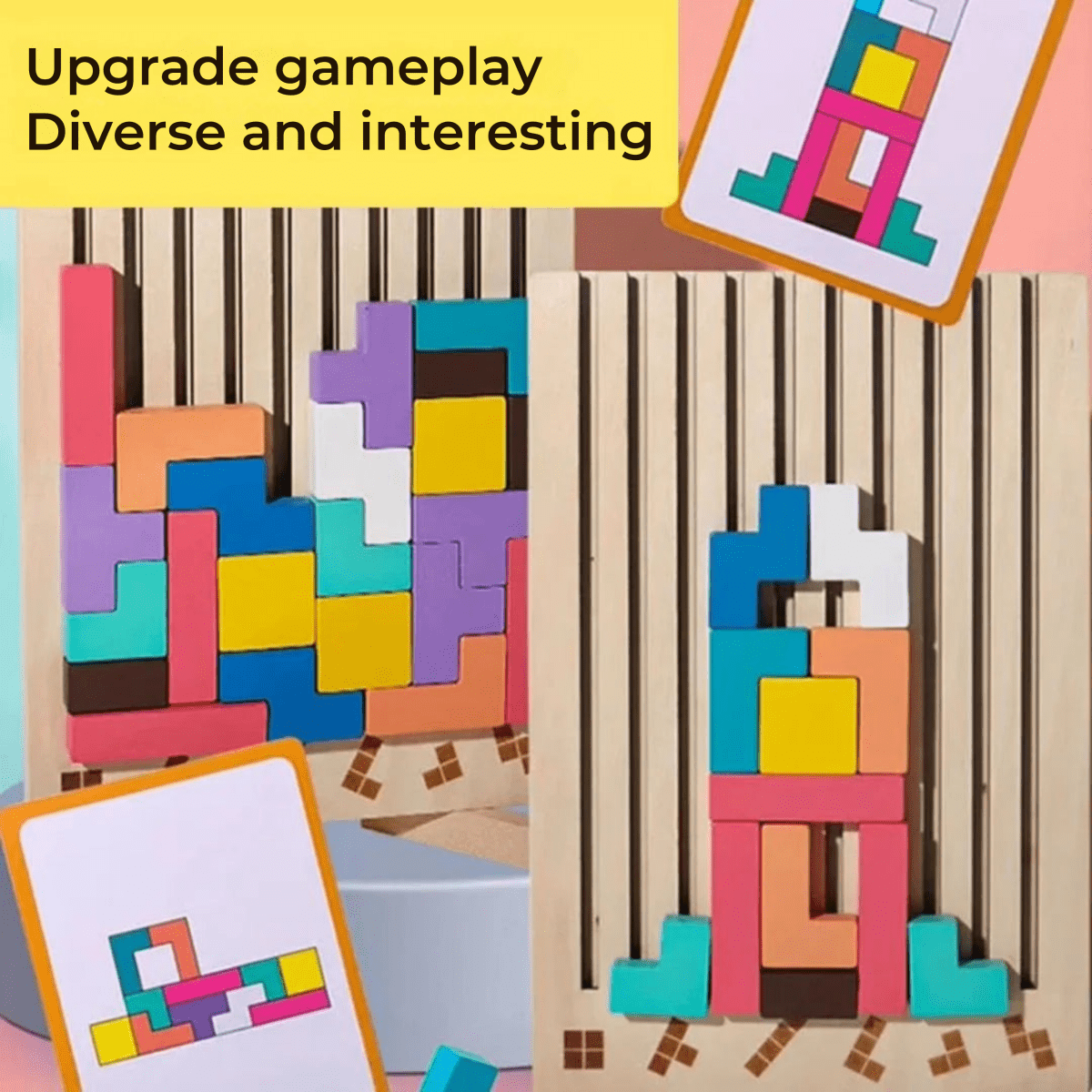 BLOCKWISE – Montessori houten Tetris stapelspel voor leren en spelen
