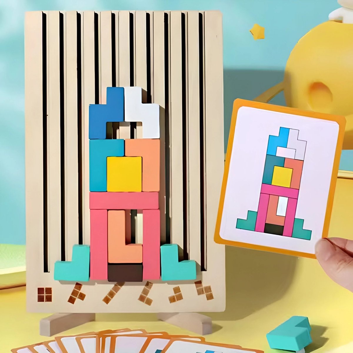 BLOCKWISE – Montessori houten Tetris stapelspel voor leren en spelen