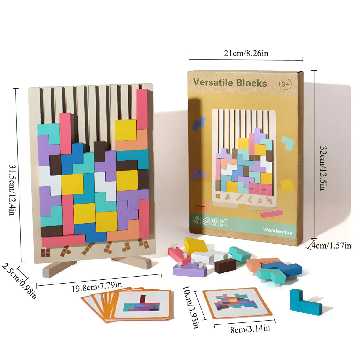 BLOCKWISE – Gioco di Impilamento Tetris in Legno Montessori per Apprendimento e Divertimento