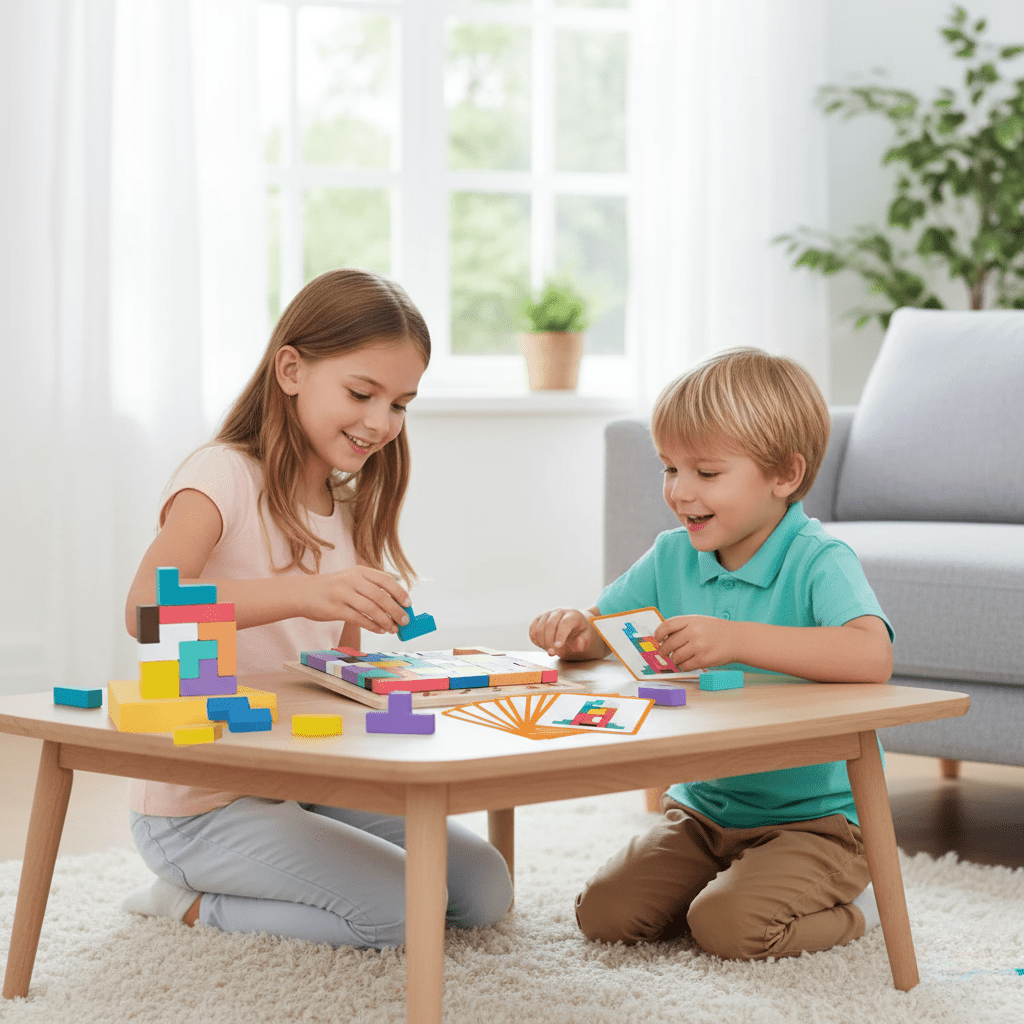BLOCKWISE – Montessori houten Tetris stapelspel voor leren en spelen