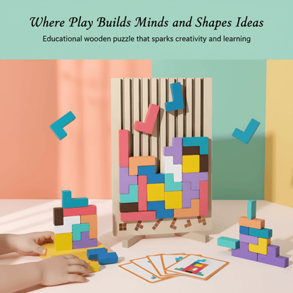 BLOCKWISE – Montessori houten Tetris stapelspel voor leren en spelen