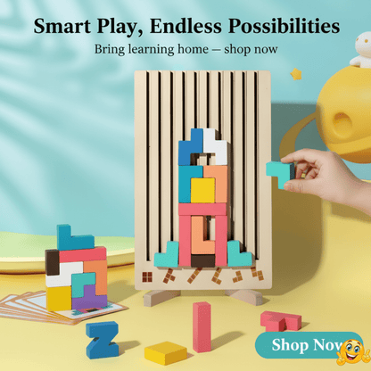 BLOCKWISE – Montessori houten Tetris stapelspel voor leren en spelen