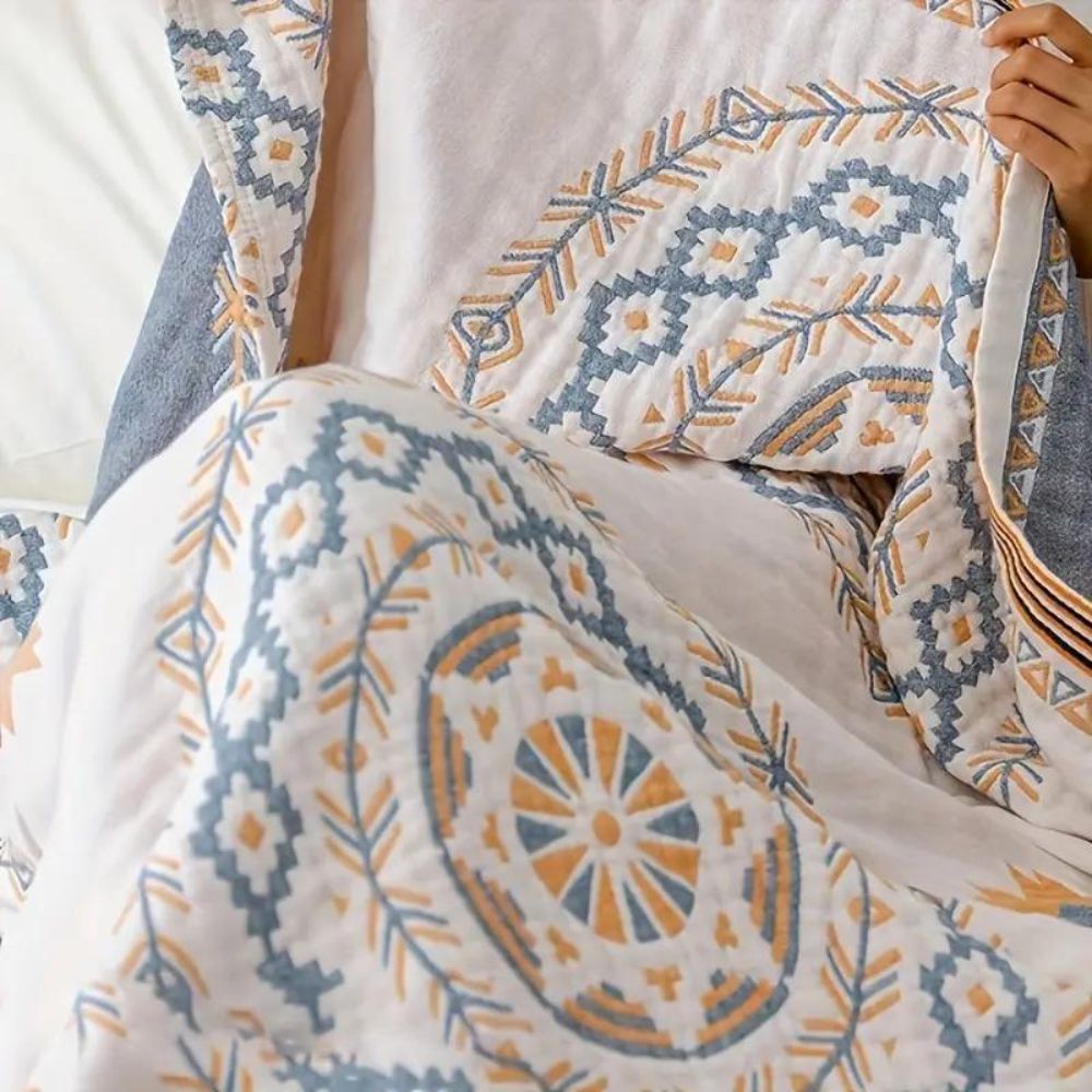 Coperta BohoHaven – Coperta di cotone con motivo mandala per interni ed esterni