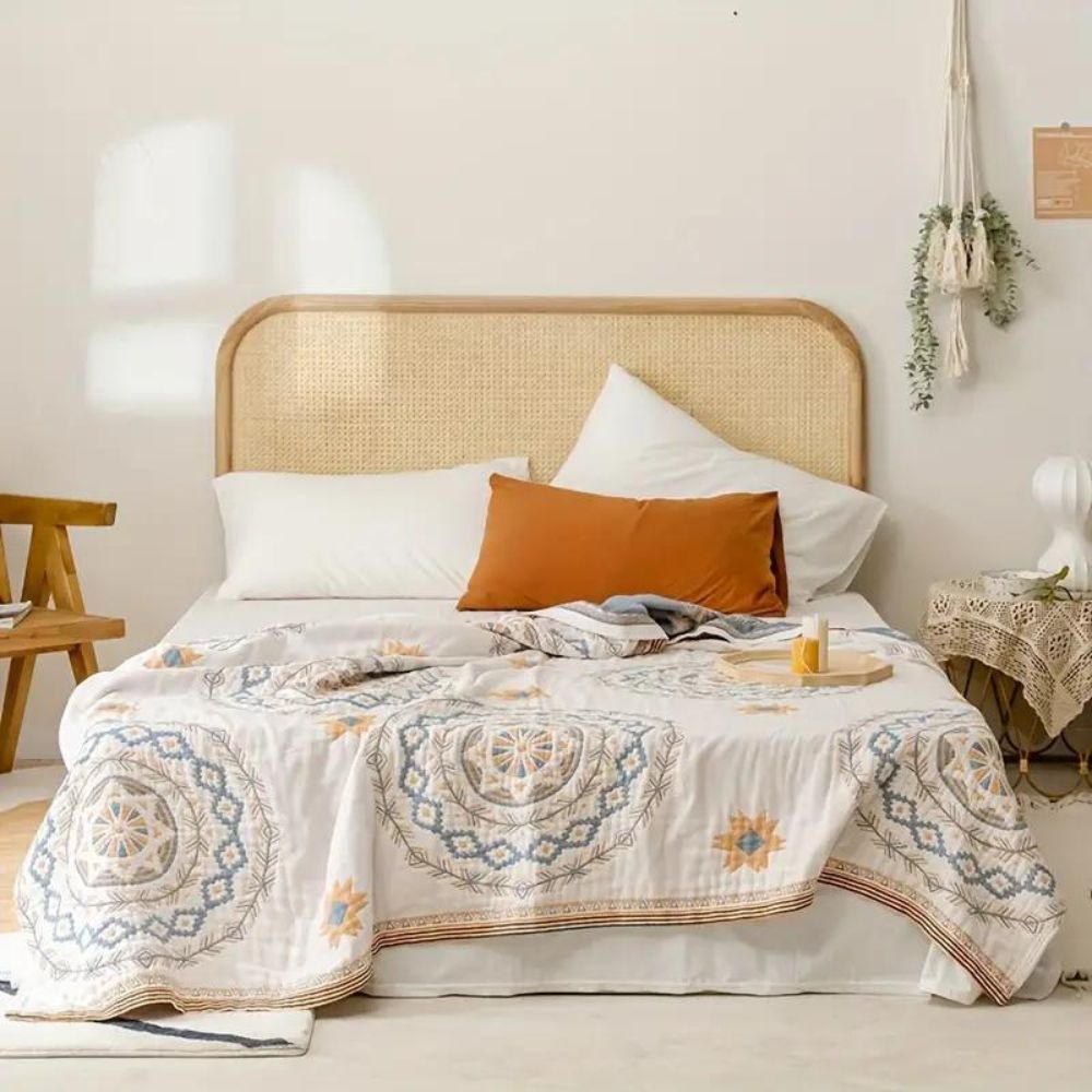 Coperta BohoHaven – Coperta di cotone con motivo mandala per interni ed esterni