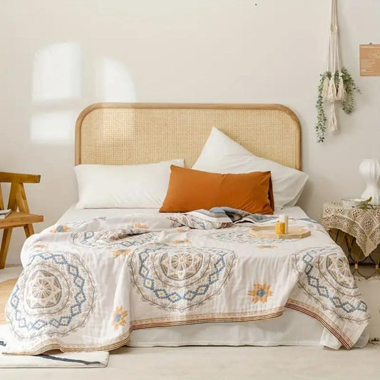 BohoHaven Blanket – Cotton blanket with mandala pattern for indoors & outdoors