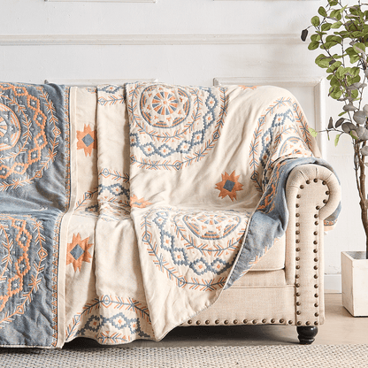 Coperta BohoHaven – Coperta di cotone con motivo mandala per interni ed esterni