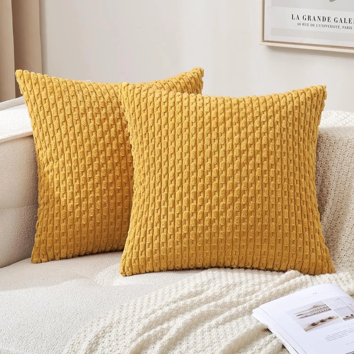Boho Stripe Corduroy Throw Pillow - Soft Luxury Fabric for Cozy Home Decor 11