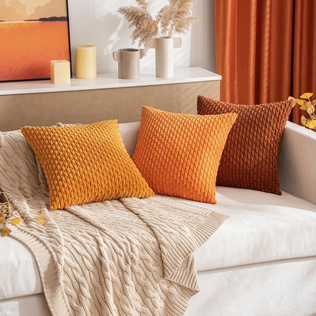 Boho Stripe Corduroy Throw Pillow - Soft Luxury Fabric for Cozy Home Decor 1
