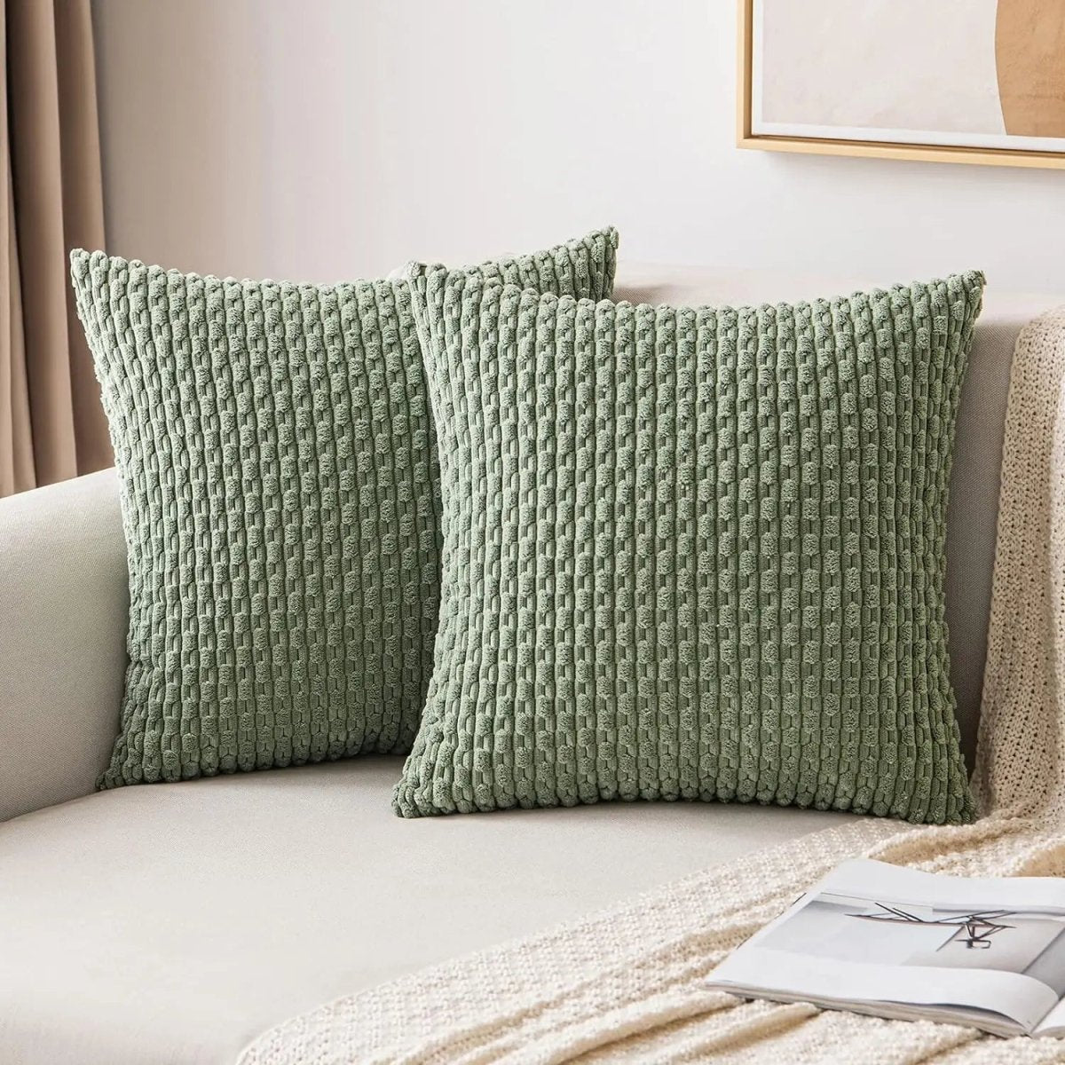 Boho Stripe Corduroy Throw Pillow - Soft Luxury Fabric for Cozy Home Decor 9
