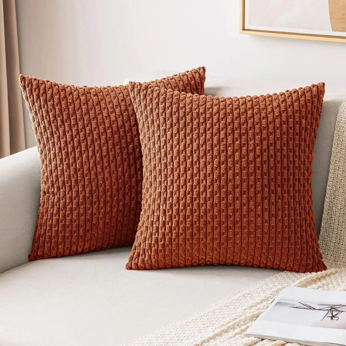 Boho Stripe Corduroy Throw Pillow - Soft Luxury Fabric for Cozy Home Decor 6