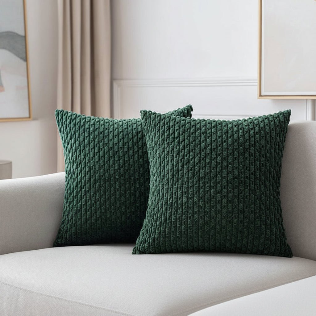 Boho Stripe Corduroy Throw Pillow - Soft Luxury Fabric for Cozy Home Decor 0