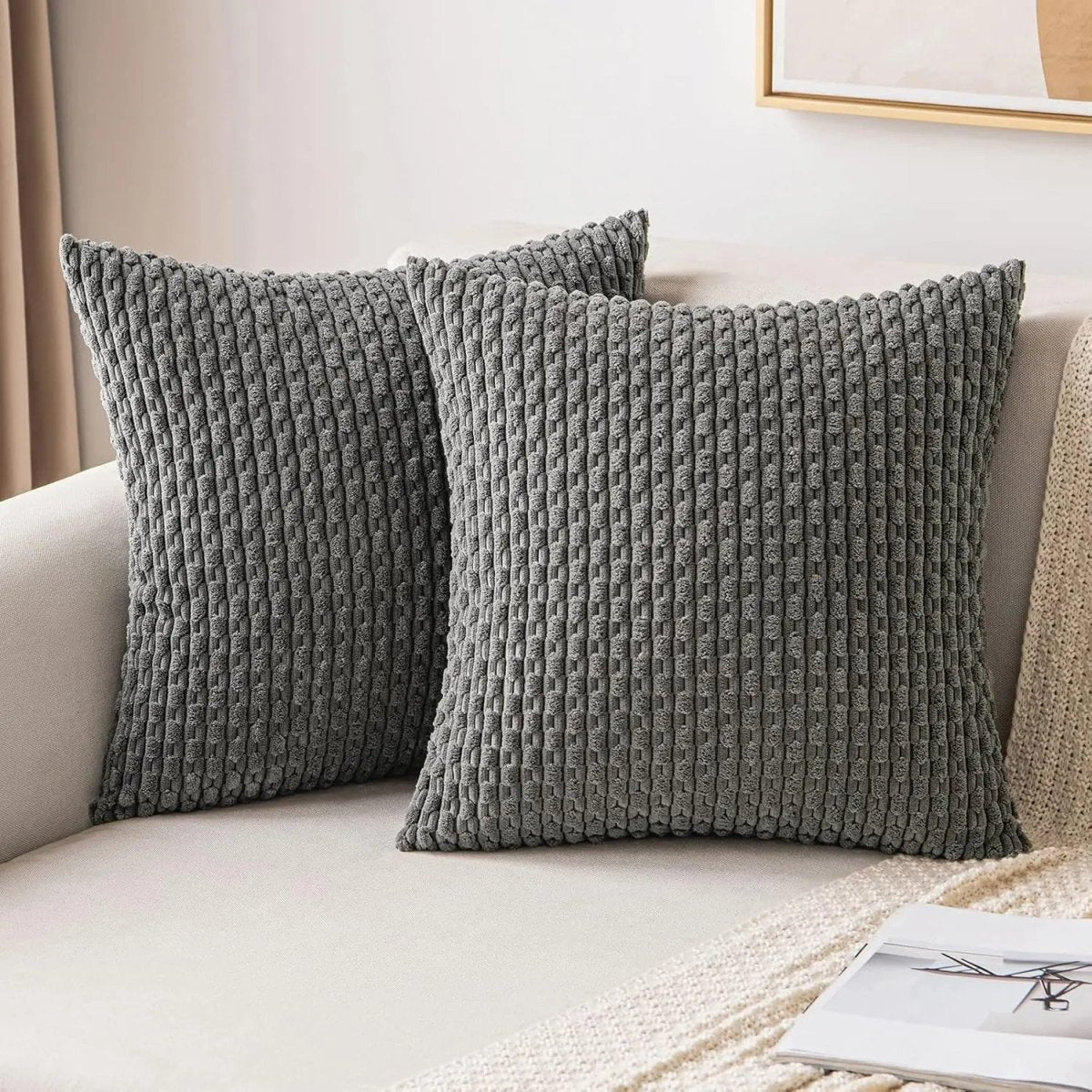 Boho Stripe Corduroy Throw Pillow - Soft Luxury Fabric for Cozy Home Decor 8