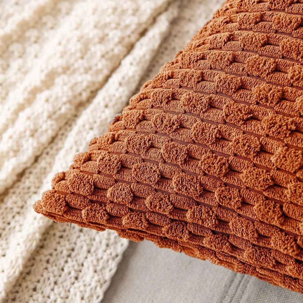 Boho Stripe Corduroy Throw Pillow - Soft Luxury Fabric for Cozy Home Decor 3