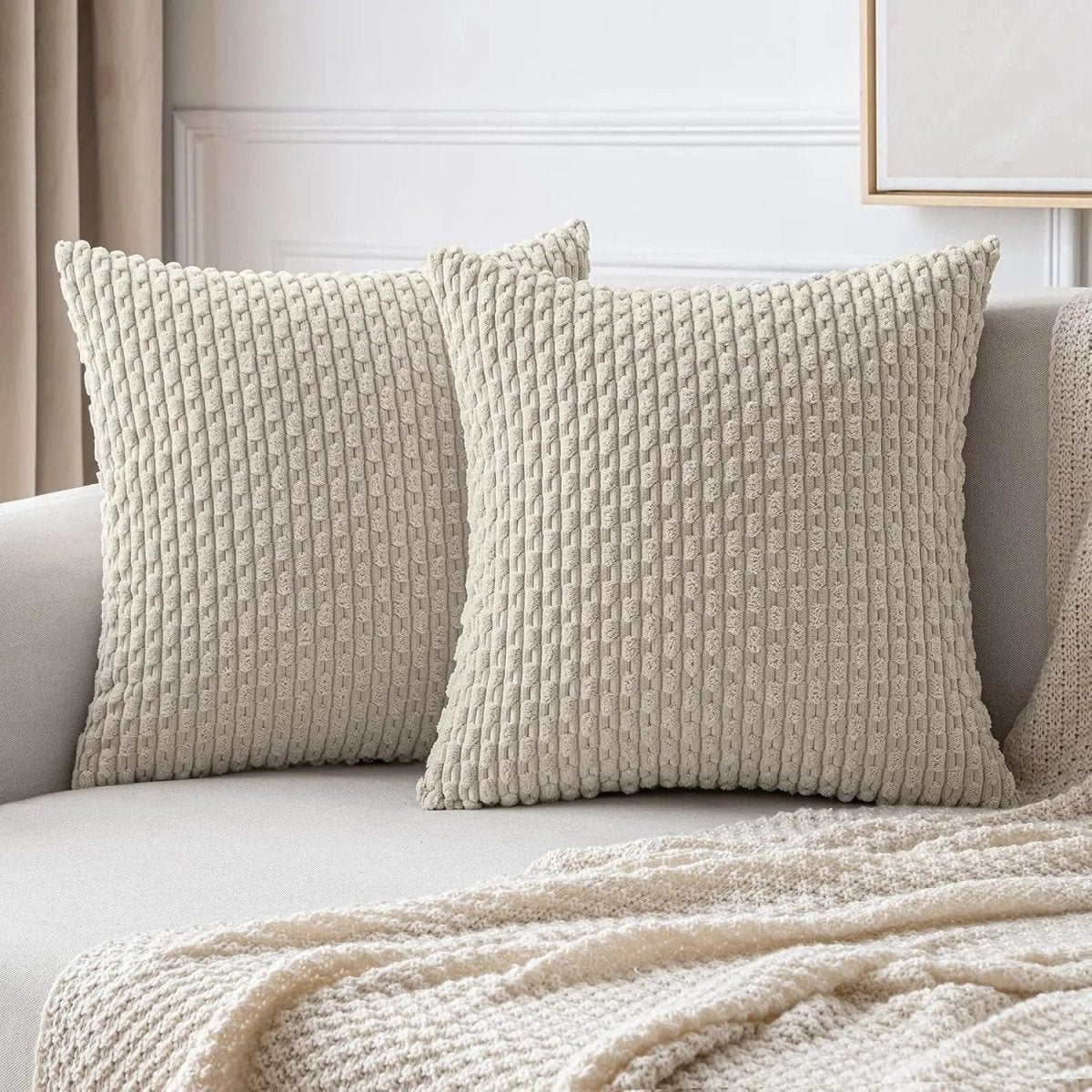 Boho Stripe Corduroy Throw Pillow - Soft Luxury Fabric for Cozy Home Decor 7