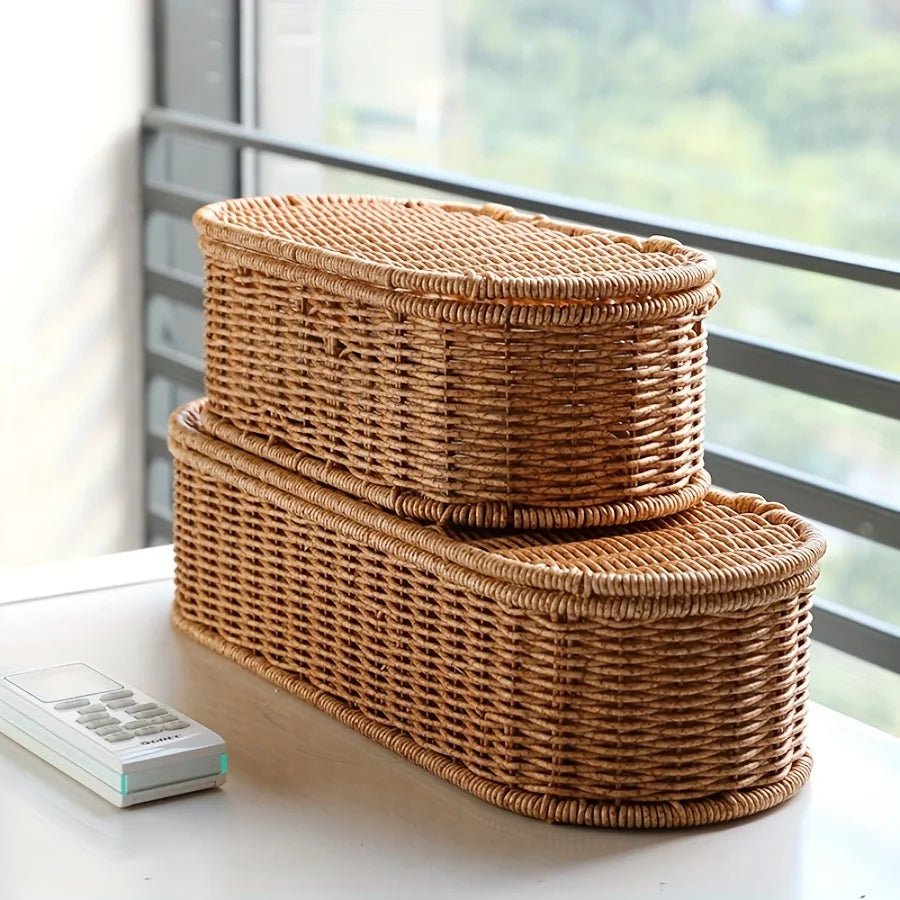BOHOVINE – Bohemian Imitation Rattan Storage Basket for Elegant Organization