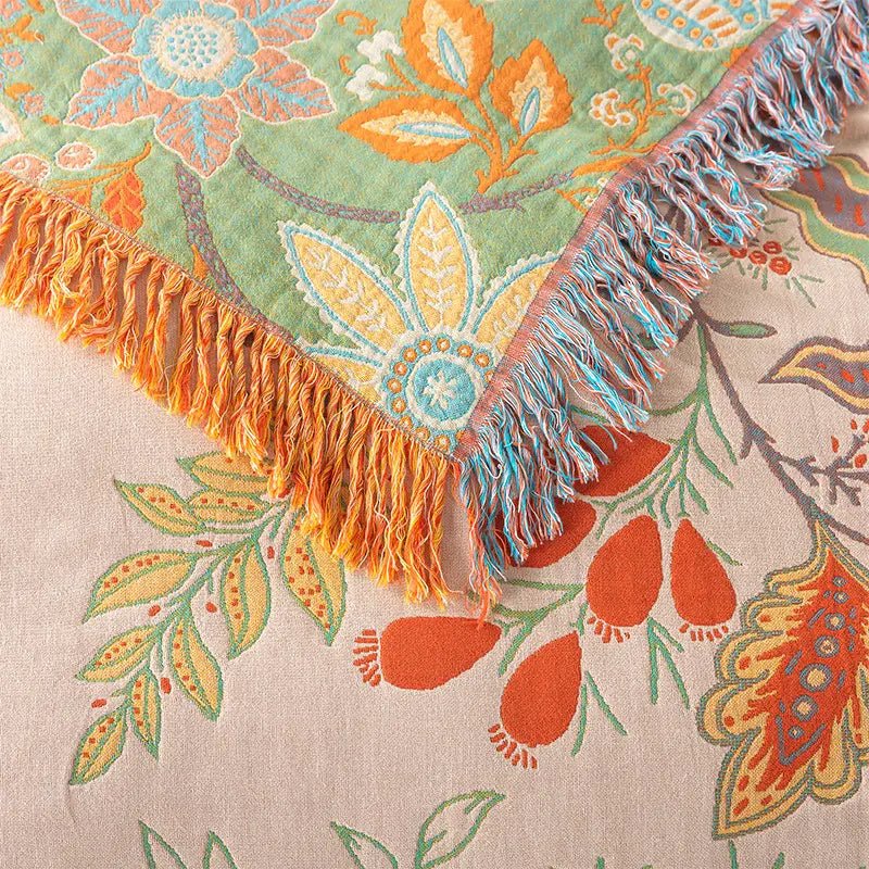 BohoWeave – Coperta reversibile in cotone con motivo jacquard boho